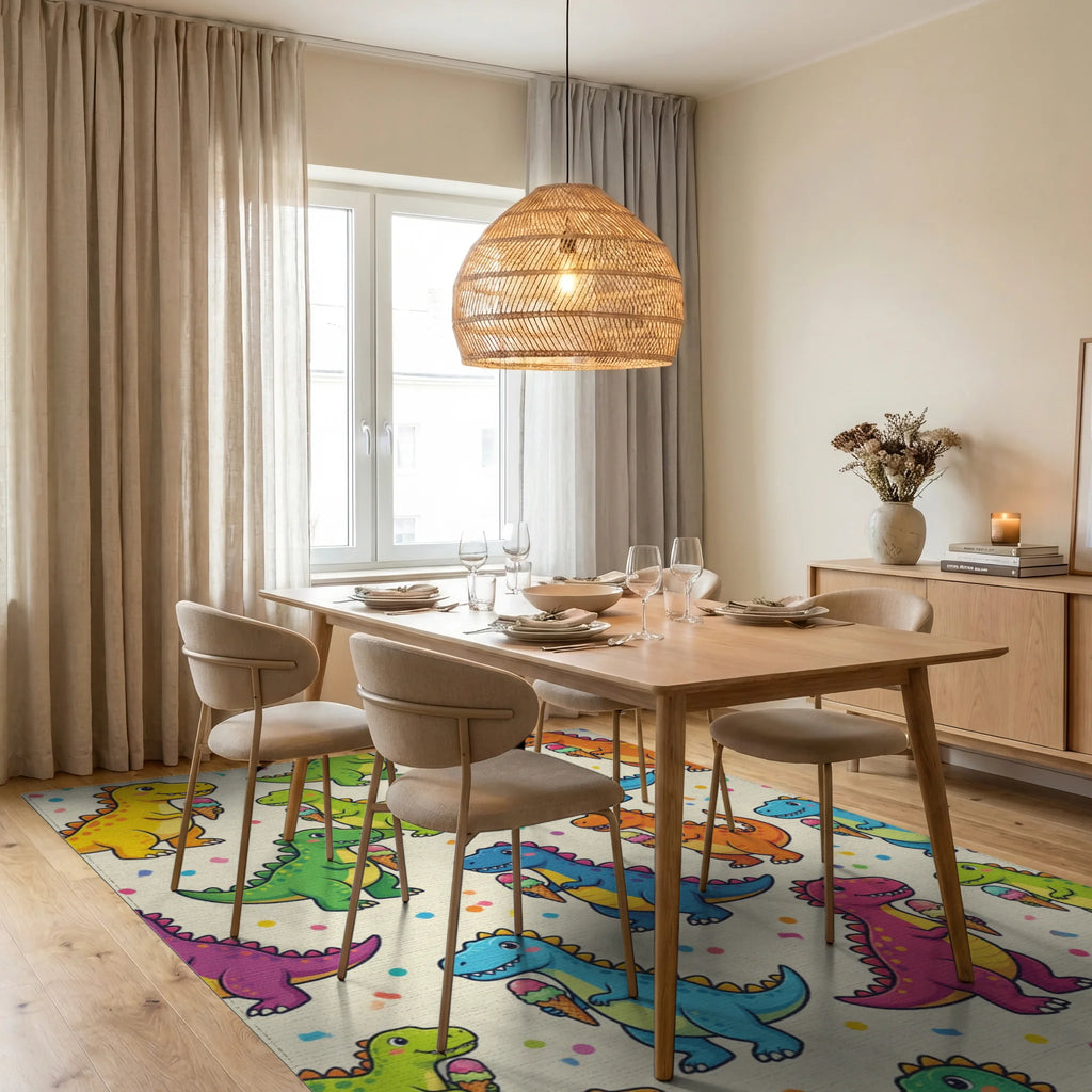Cartoon Yellow Green Rug - dining_room