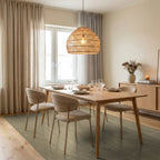 Beige Cream Linear Rug - dining_room