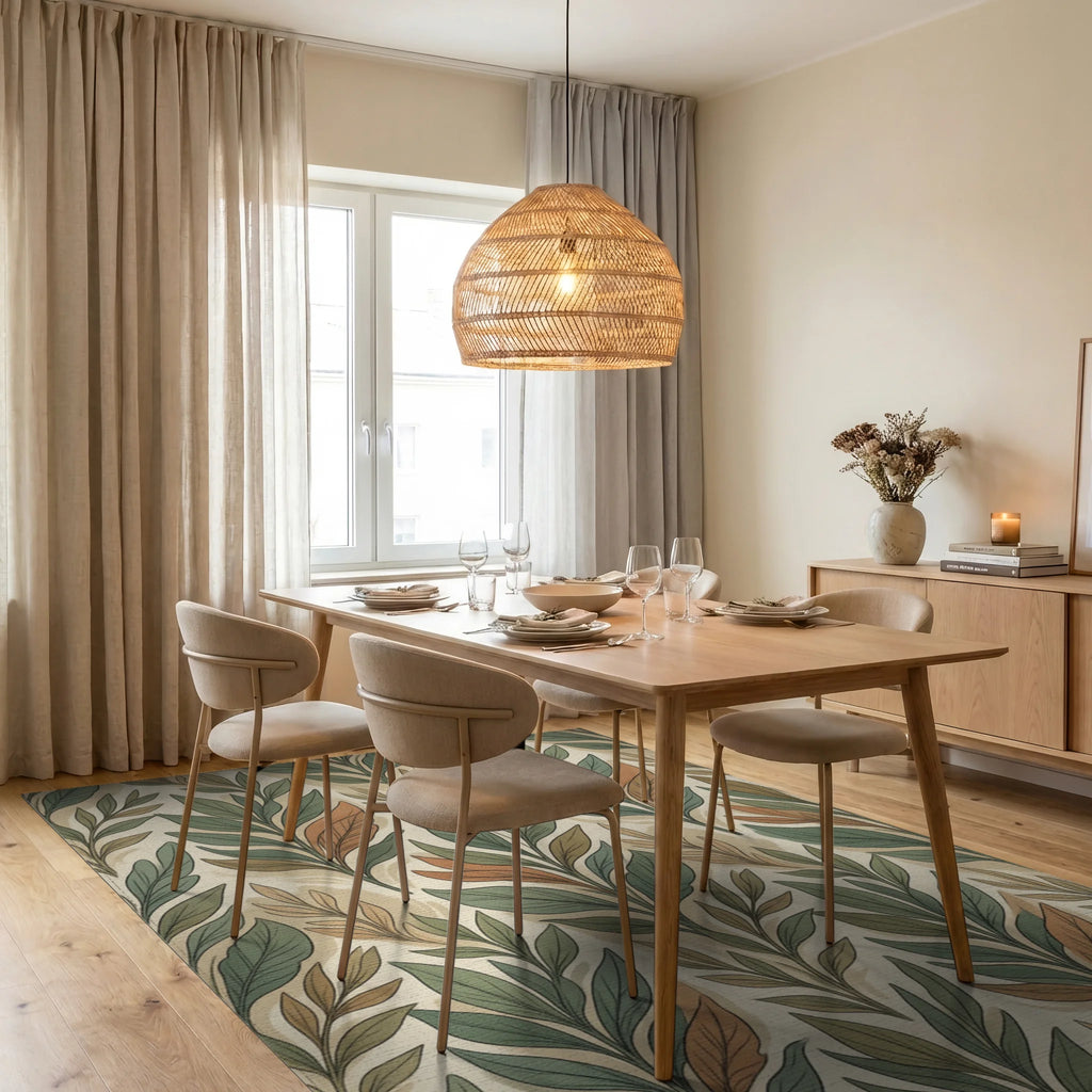 Green Beige Cream Rug - dining_room