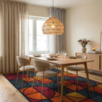 Modern Geometric Crimson And Charcoal Rug - dining_room