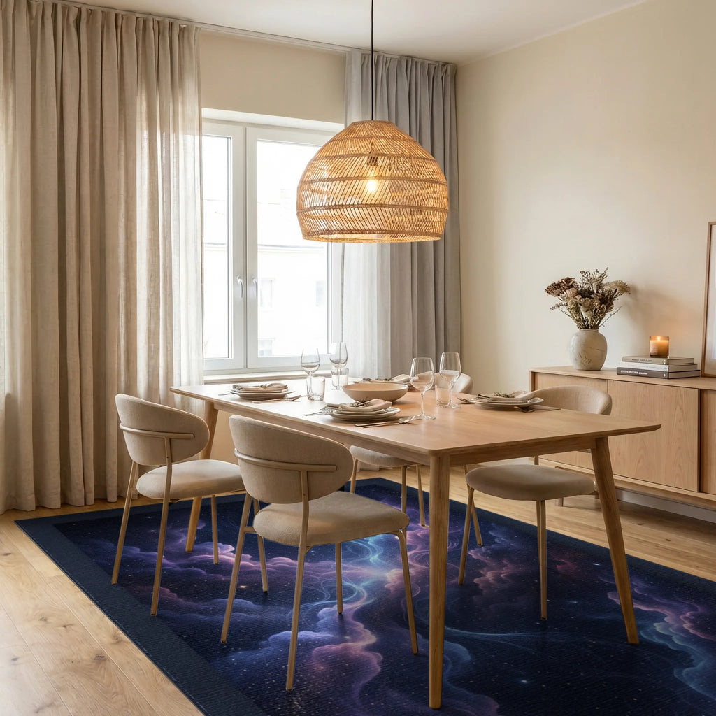Midnight Nebula Celestial Area Rug - dining_room