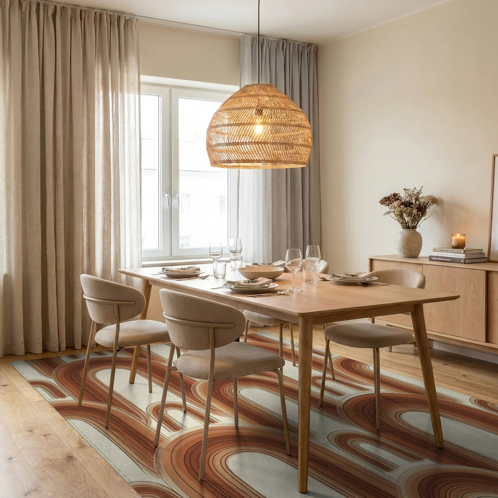 Terracotta Arch Minimalist Boho Rug - dining_room