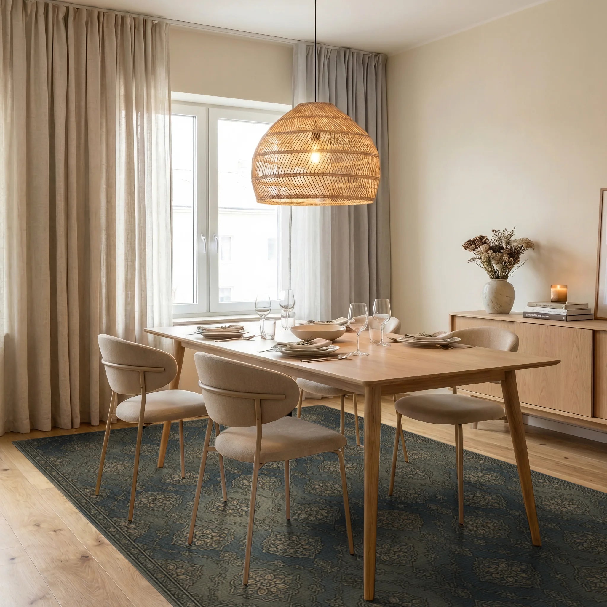 Gray Traditional Persian Rug - dining_room