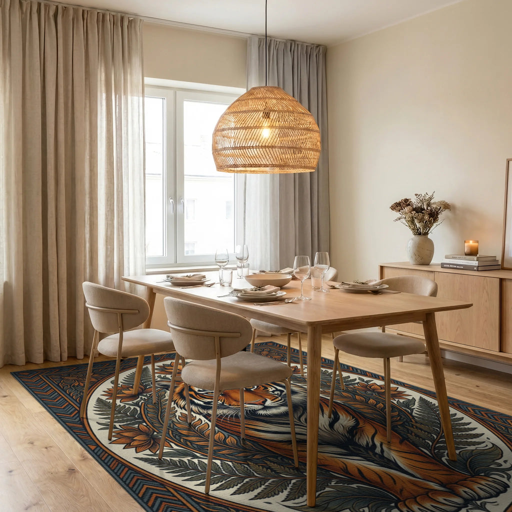 Symmetrical Tiger Medallion Area Rug - dining_room