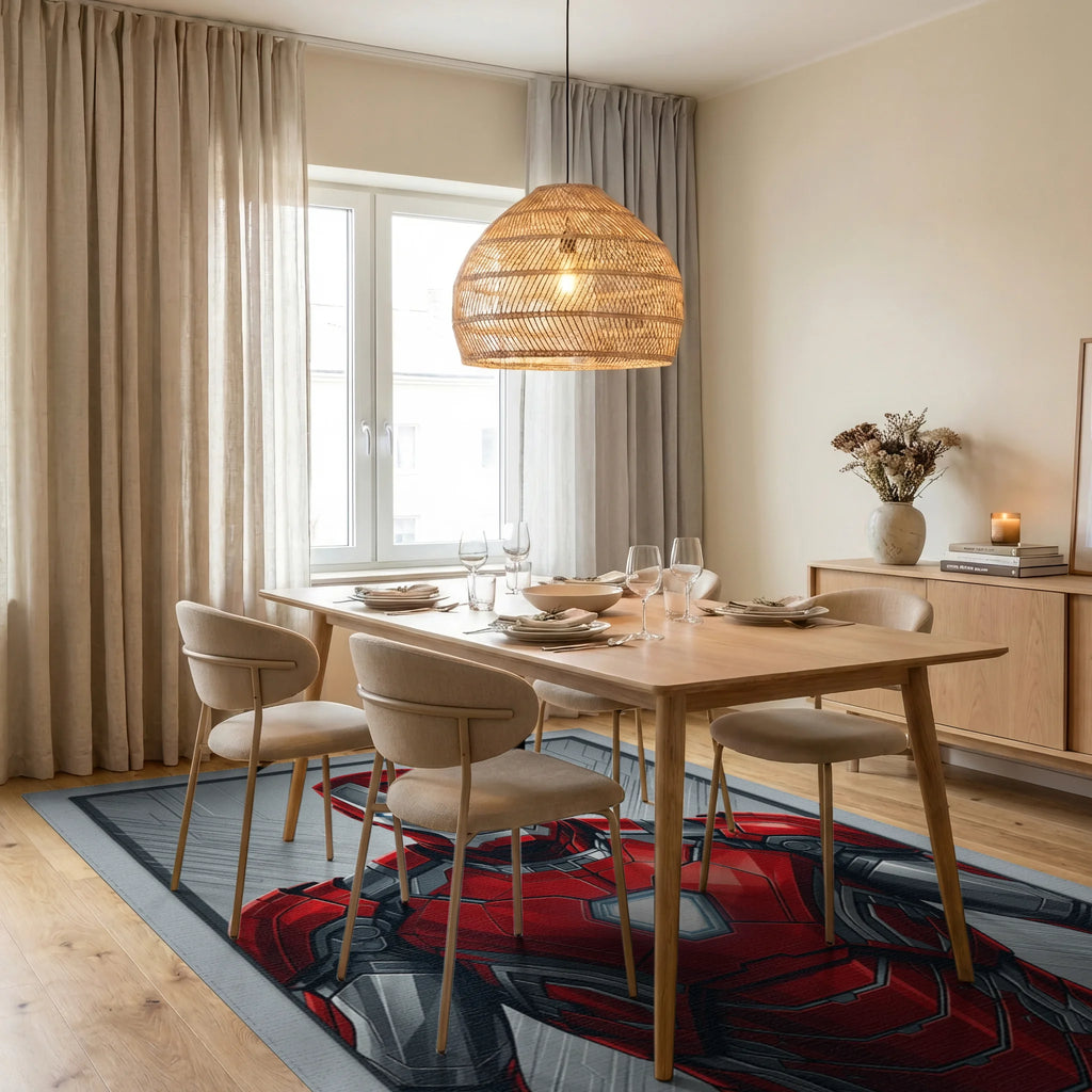 Geometric Crimson Abstract Hero Rug - dining_room