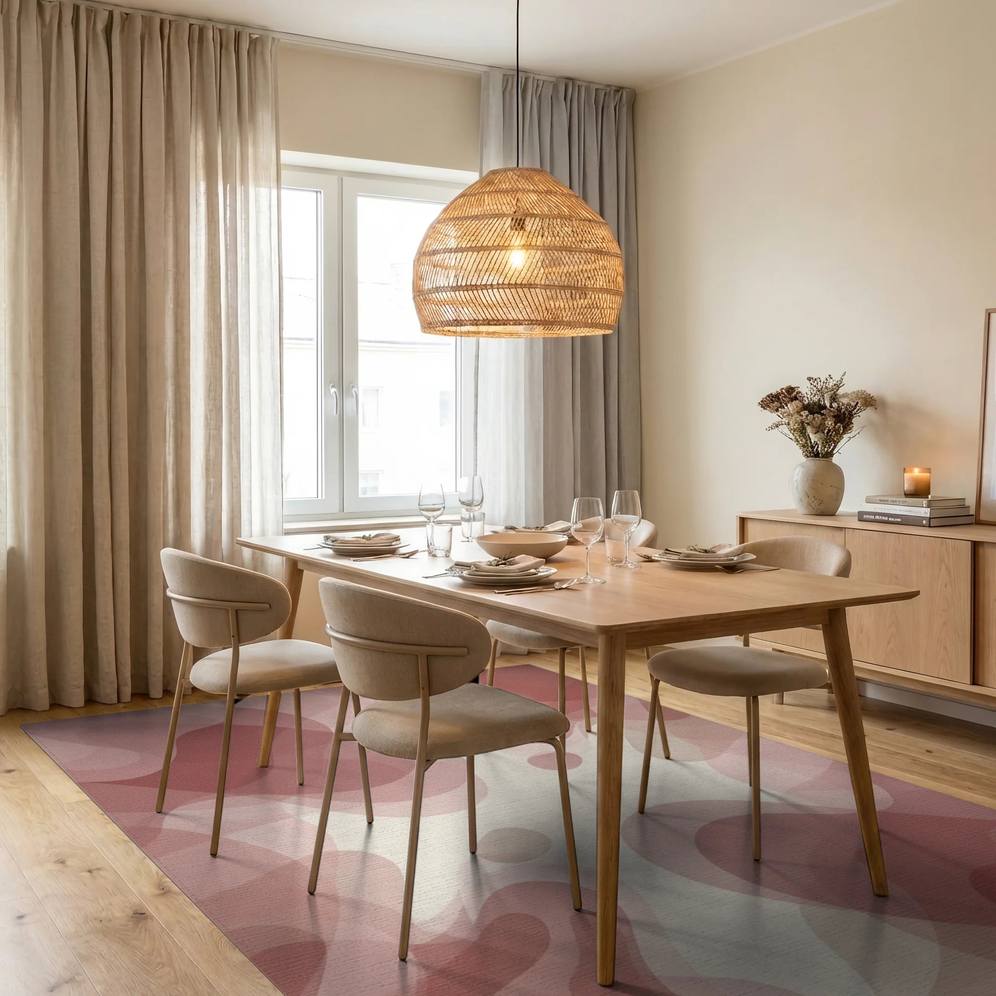 Blush Organic Layered Minimalist Rug - dining_room