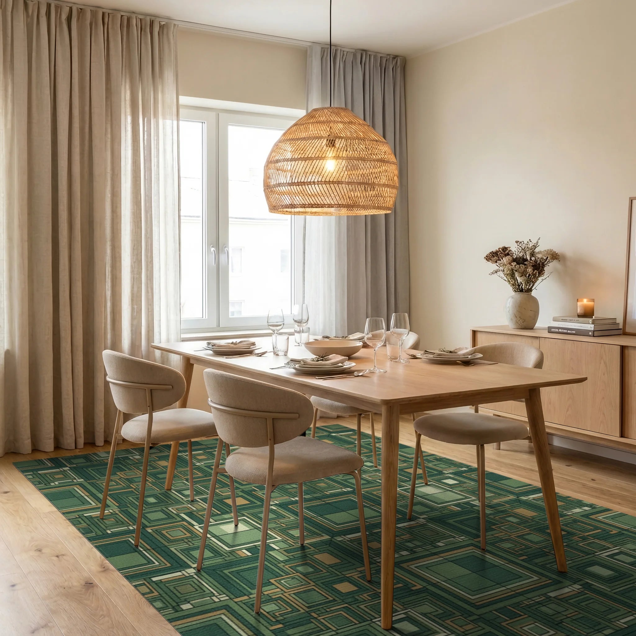 Green Forest Olive Rug - dining_room