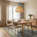 Minimalist Linear Oatmeal Area Rug - dining_room
