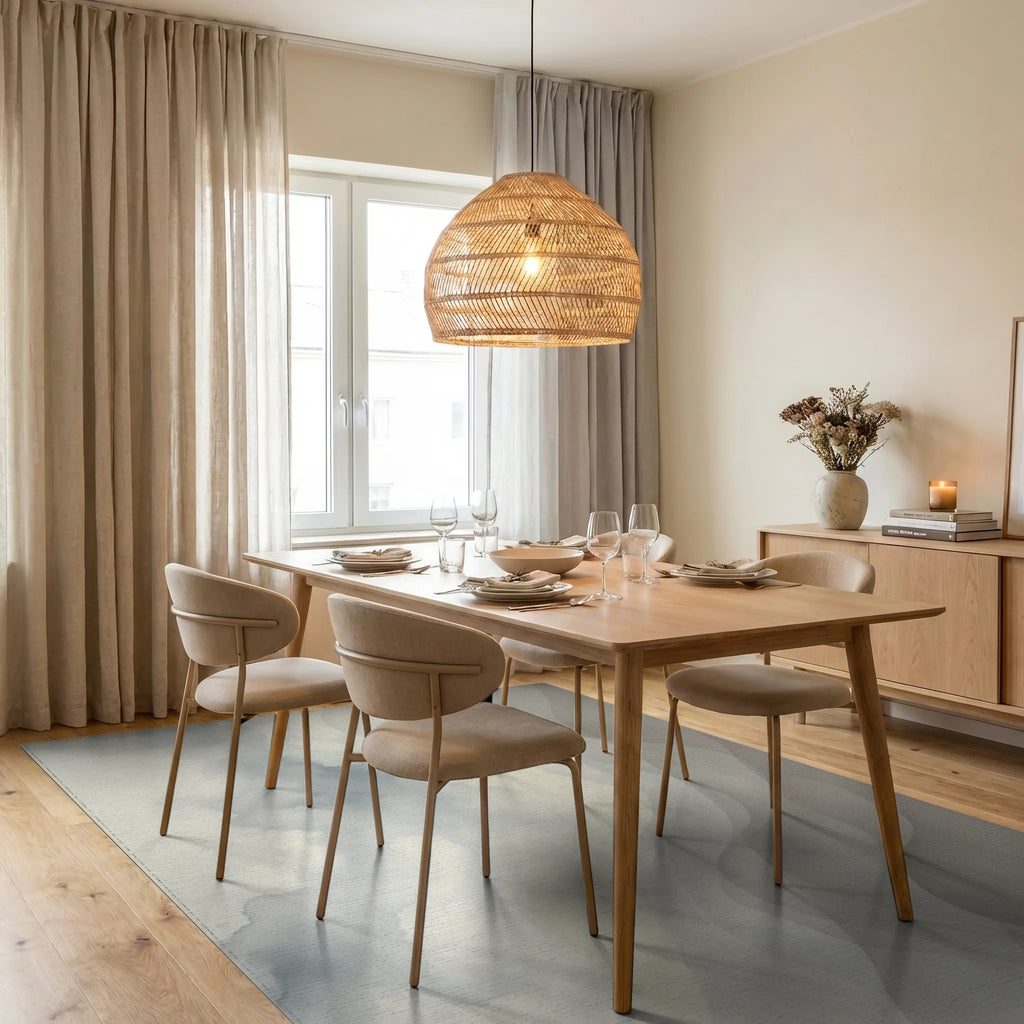 White Cream Gray Rug - dining_room