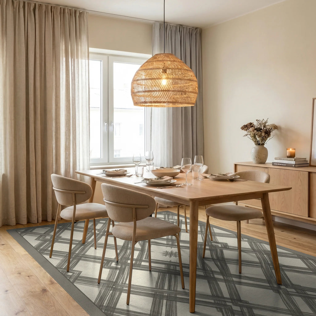 Cream Moroccan Geometric Rug - dining_room