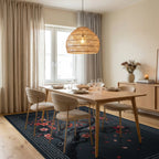 Songbird Floral Geometric Border Rug - dining_room