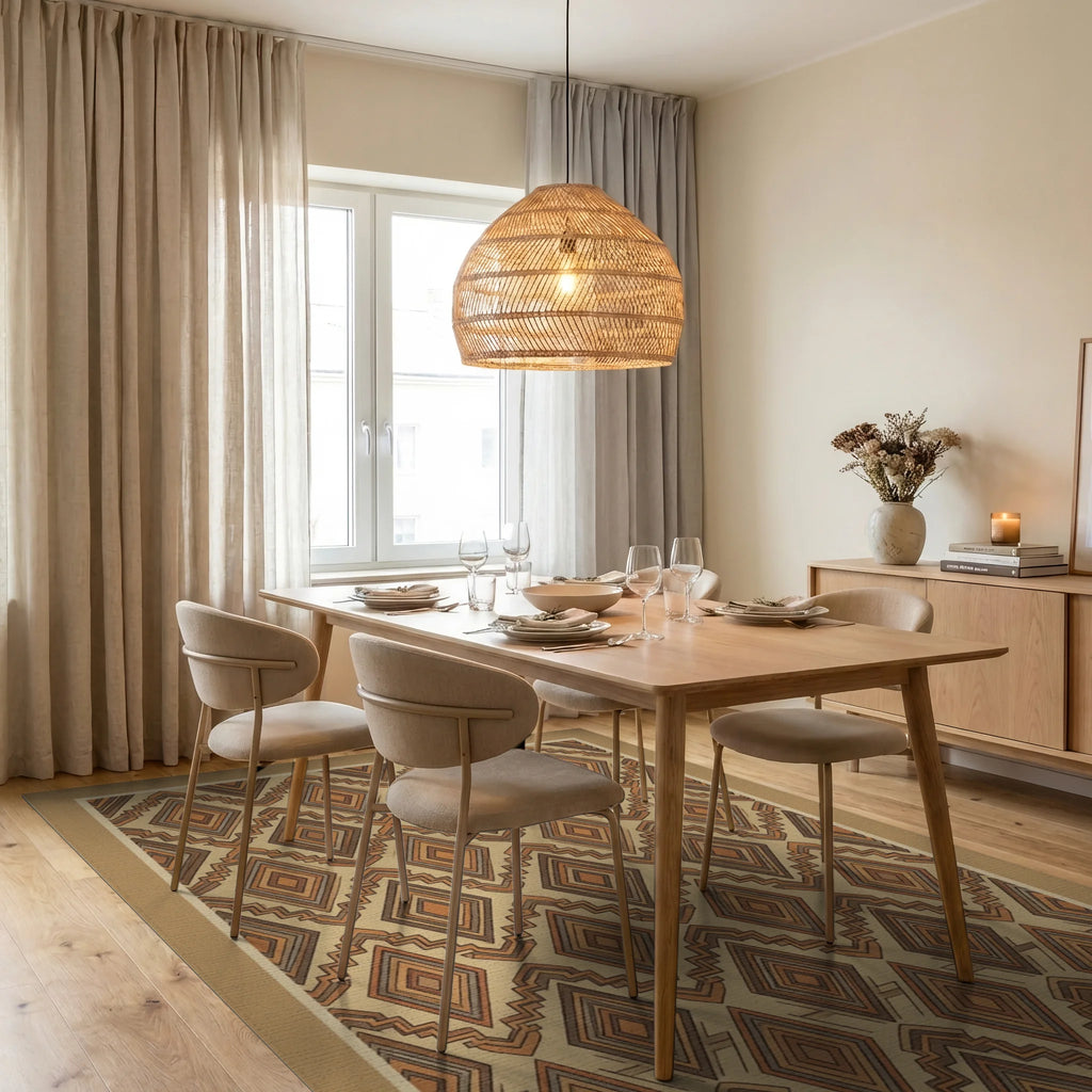 Traditional Brown Beige Rug - dining_room