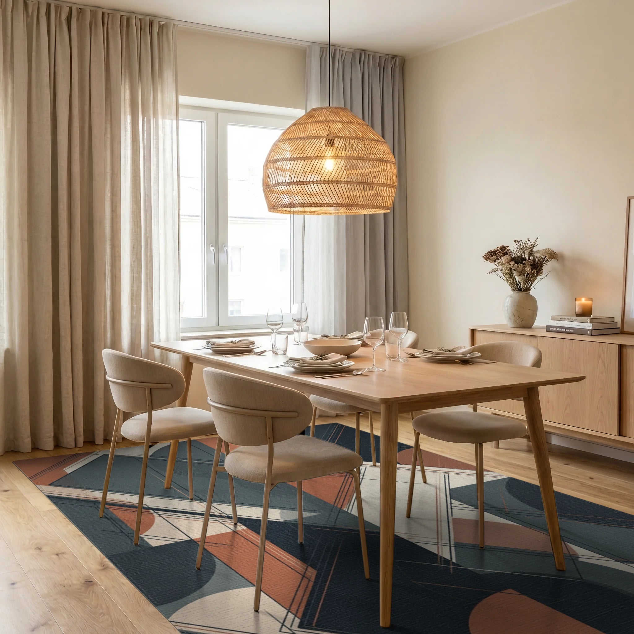 Contemporary Geometric Color Block Rug - dining_room
