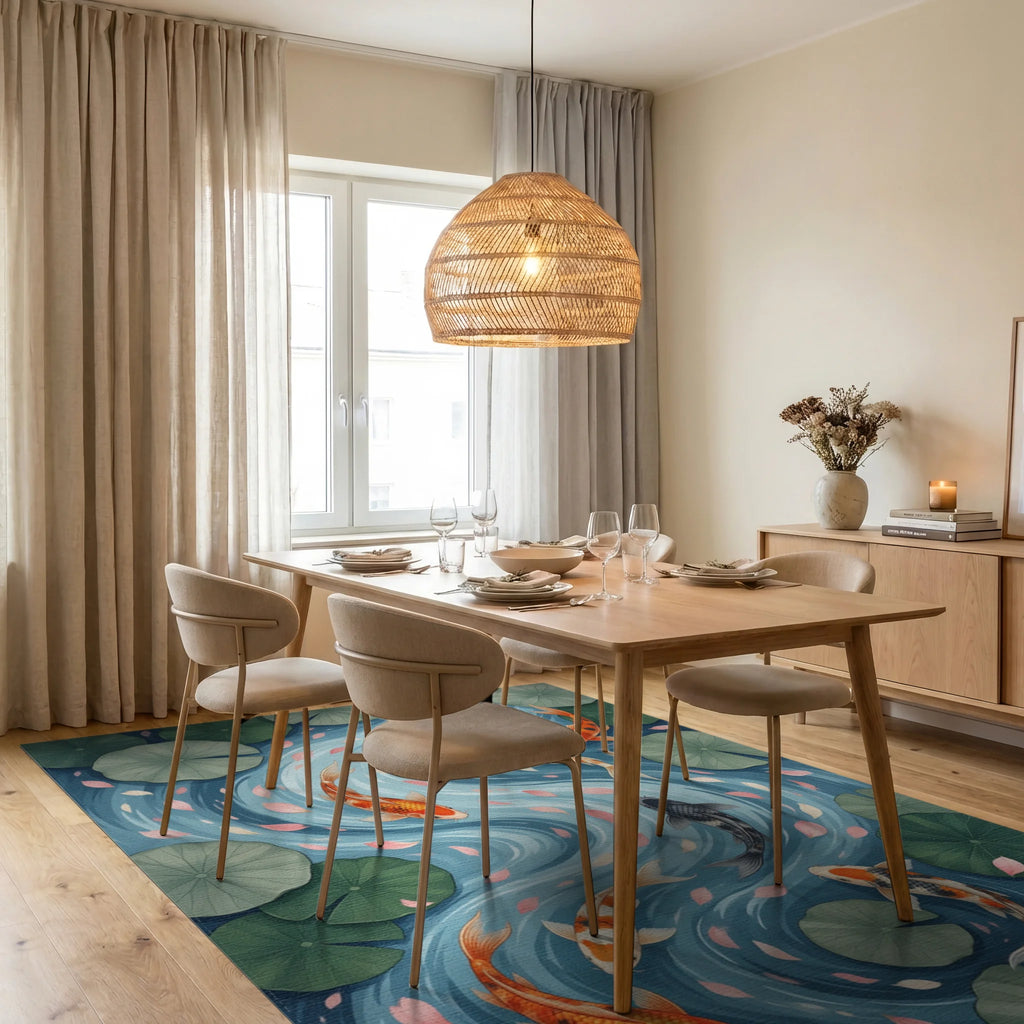 Blue Forest Green Rug - dining_room