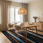 Navy Blue Orange Rug - dining_room