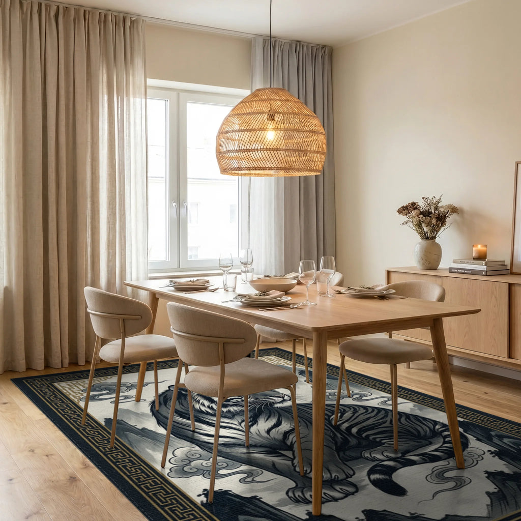 Charcoal Tiger Mountain Ink Area Rug - dining_room