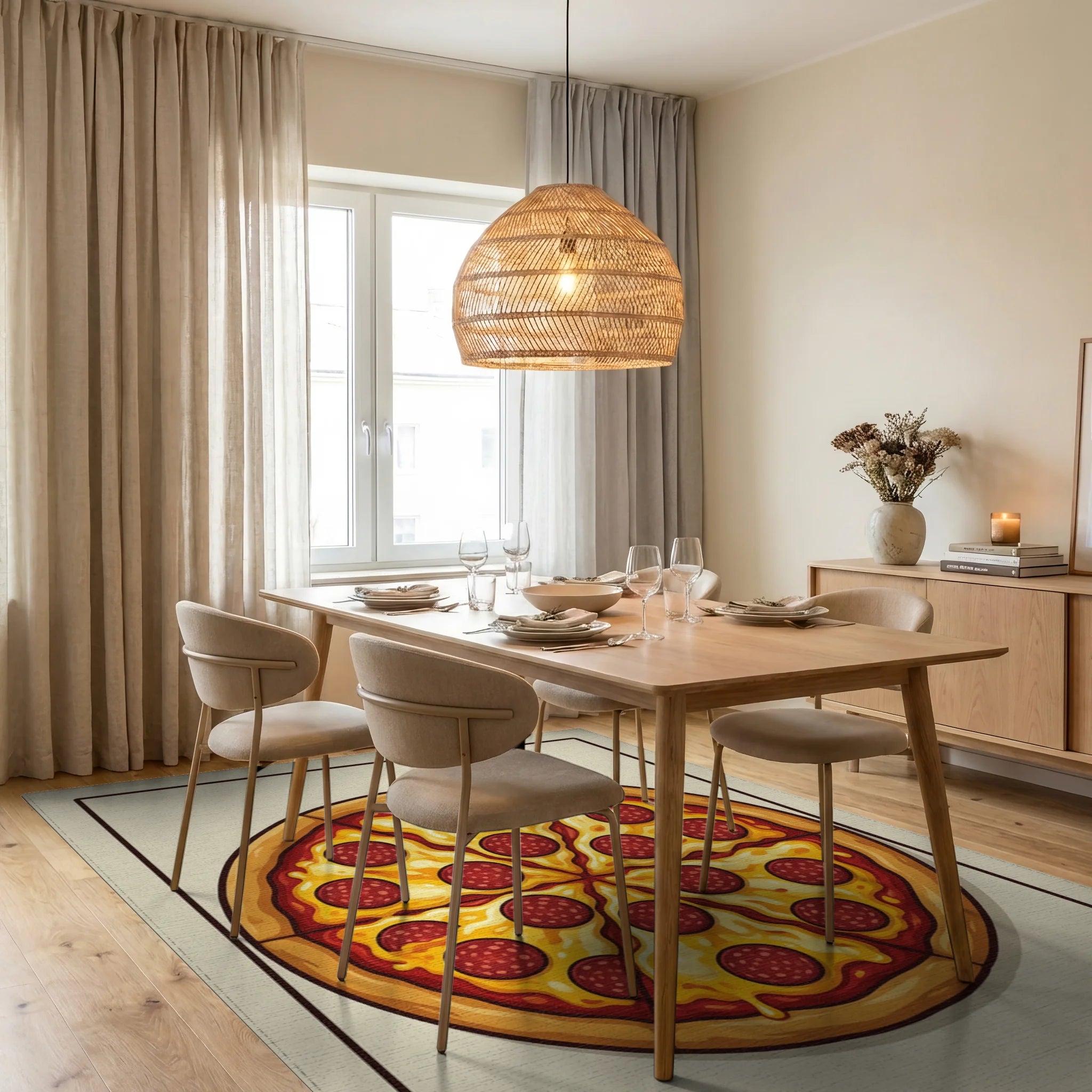 Minimalist Circular Culinary Area Rug - dining_room