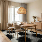 White Black Abstract Rug - dining_room