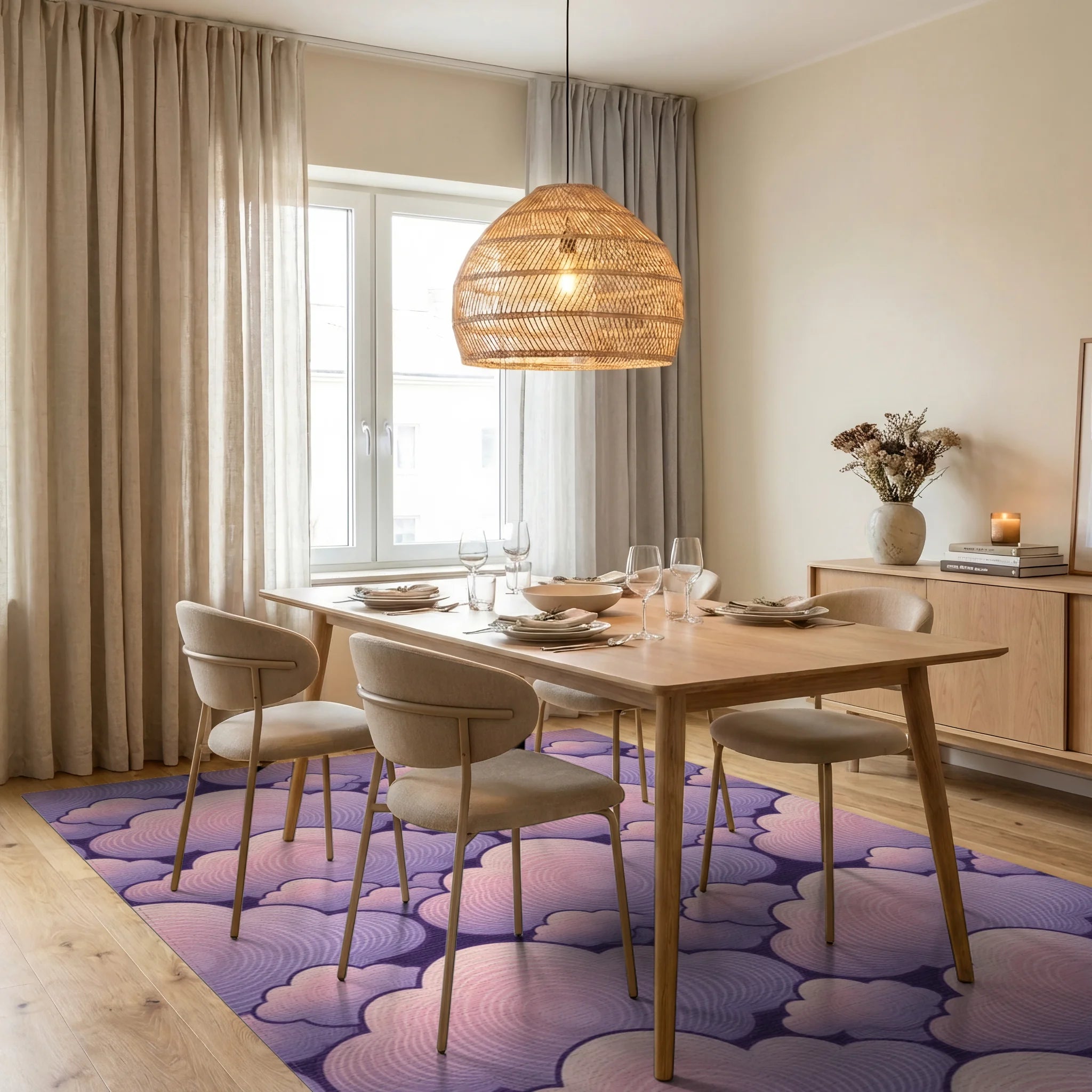 Contemporary Lavender Pink Rug - dining_room