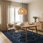 Structured Indigo Geometric Tribal Rug - dining_room