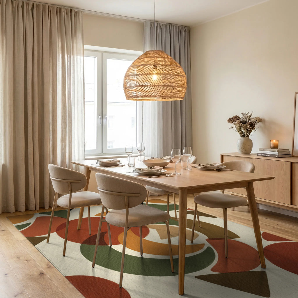 Modern Cream Olive Rug - dining_room
