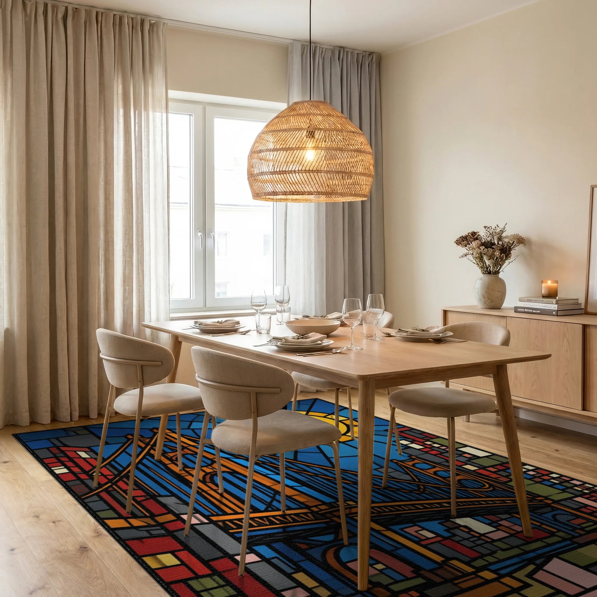 Black Yellow Sky Rug - dining_room