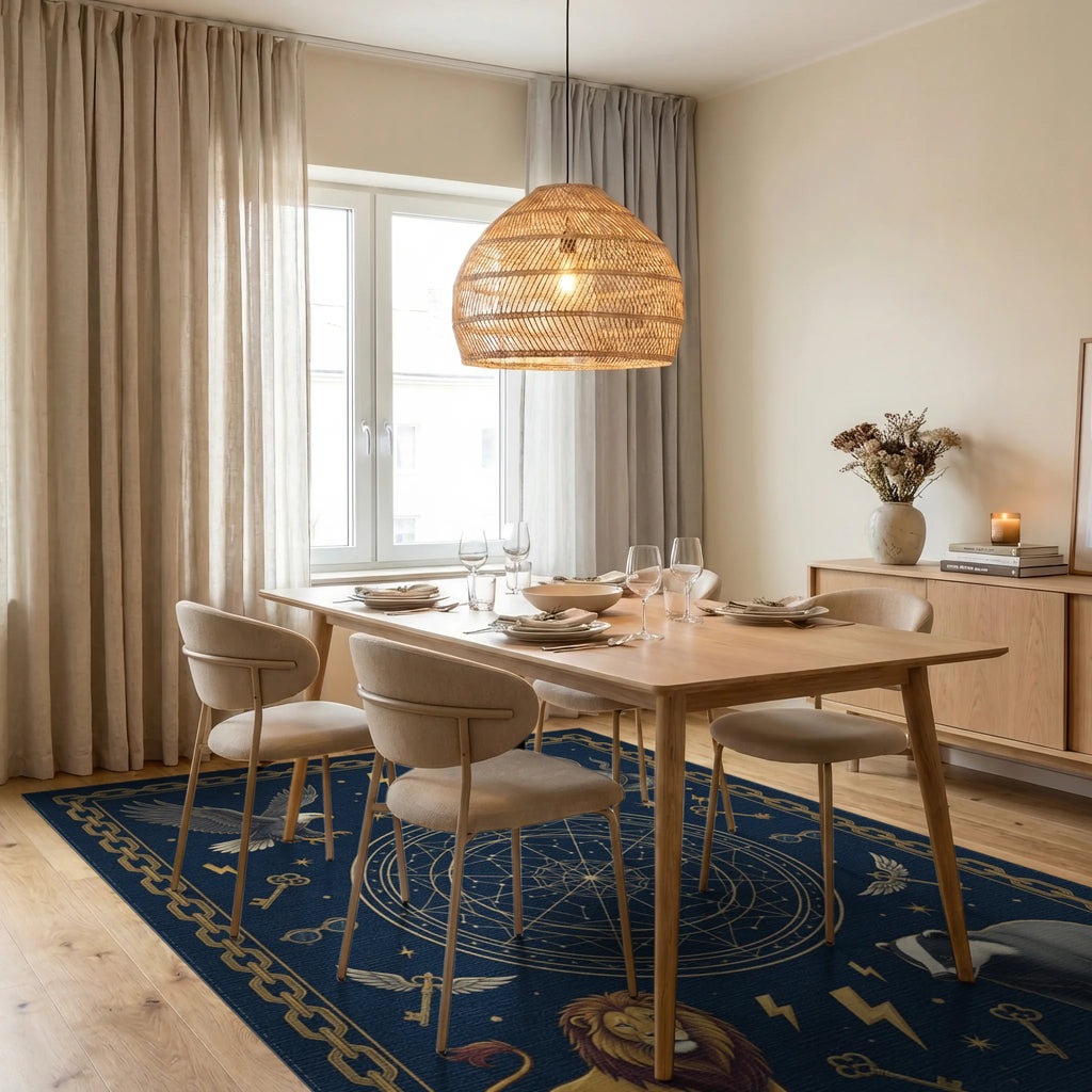 Celestial Constellation Elemental Medallion Rug - dining_room