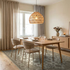Cream Brown Traditional Rug - dining_room