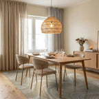 Beige White Geometric Rug - dining_room