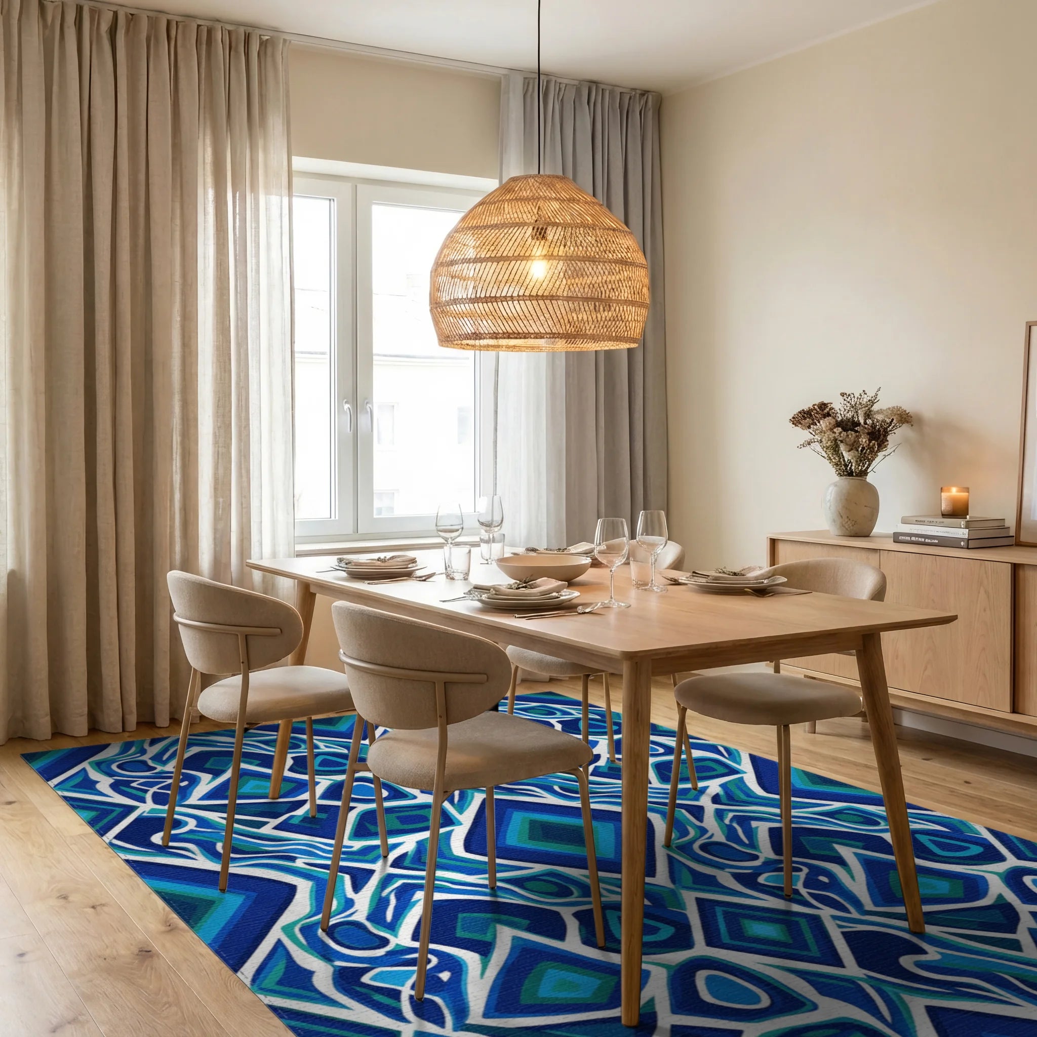 Moroccan Blue Navy Rug - dining_room