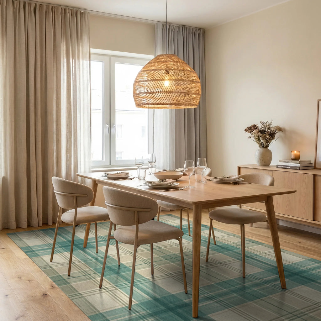 Green Beige Cream Rug - dining_room