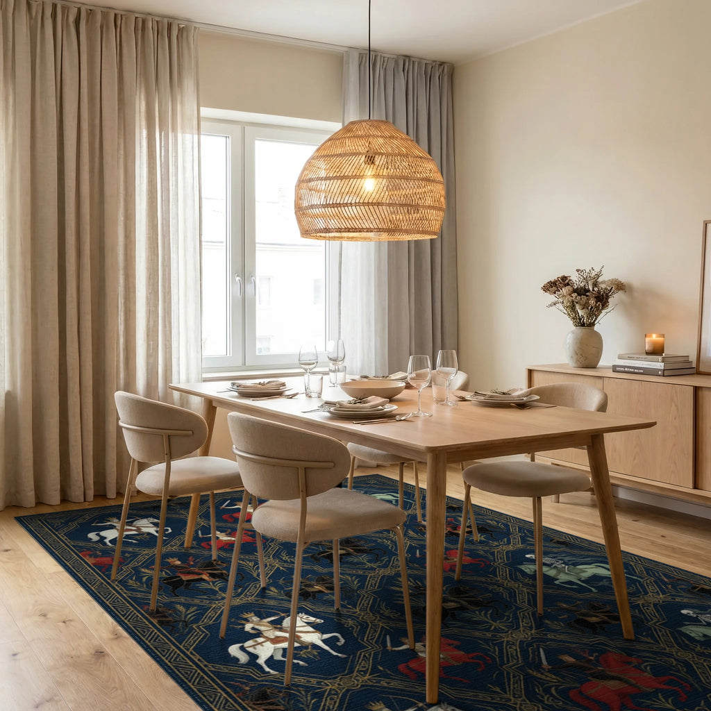 White Red Black Rug - dining_room