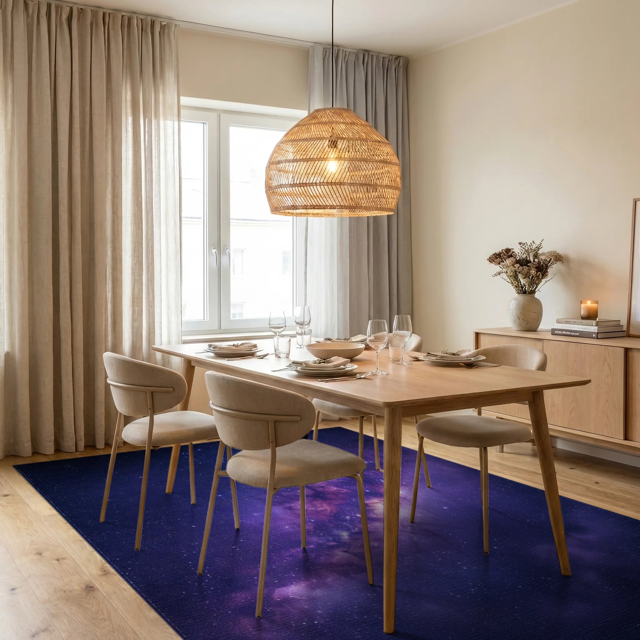 Blue Purple Silver Rug - dining_room