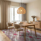 White Pink Floral Rug - dining_room