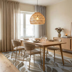 White Beige Minimalist Rug - dining_room