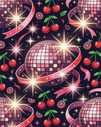 Disco Mirror Ball Cherry Retro Cosmic Rug - Cutout View