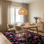 Disco Mirror Ball Cherry Retro Cosmic Rug Dining Room View