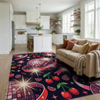 Disco Mirror Ball Cherry Retro Cosmic Rug Living Room View