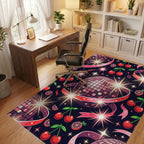 Disco Mirror Ball Cherry Retro Cosmic Rug Office View