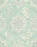 Distressed Aqua Medallion Arrangement Rug - Cutout View