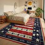 Distressed Flag Stars Stripes Rug - Bedroom View
