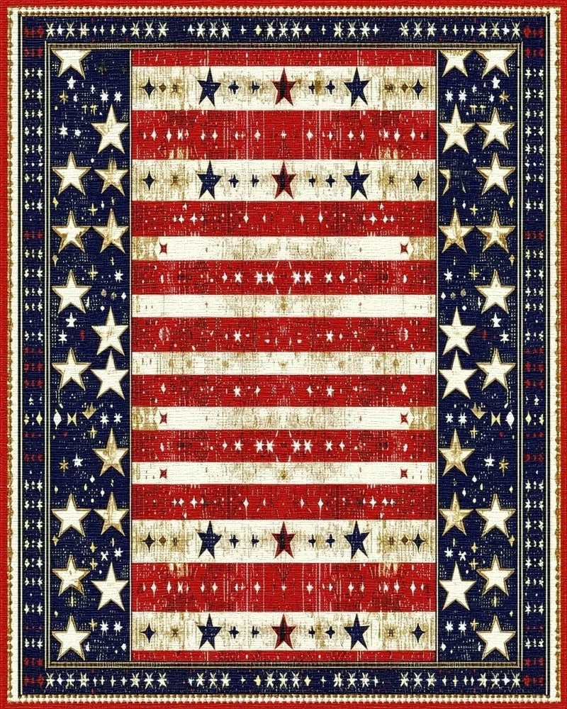 Distressed Flag Stars Stripes Rug - Cutout View