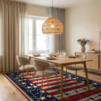 Distressed Flag Stars Stripes Rug - Dining Room View
