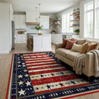 Distressed Flag Stars Stripes Rug - Living Room View