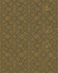 Distressed Gold Floral Damask Accents Rug - Cutout View