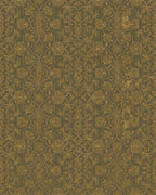 Distressed Gold Floral Damask Accents Rug - Cutout View
