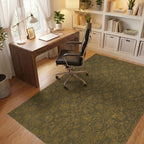 Distressed Gold Floral Damask Accents Rug Office View