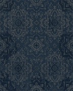 Distressed Midnight Blue Medallion Rug - Cutout View