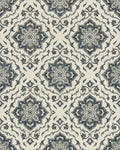 Distressed Navy Damask Medallion Rug - Cutout View