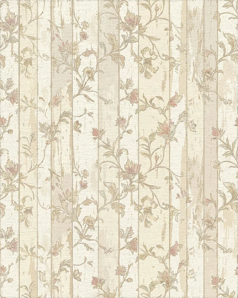 Distressed Wood Floral Scroll Rug - Cutout View